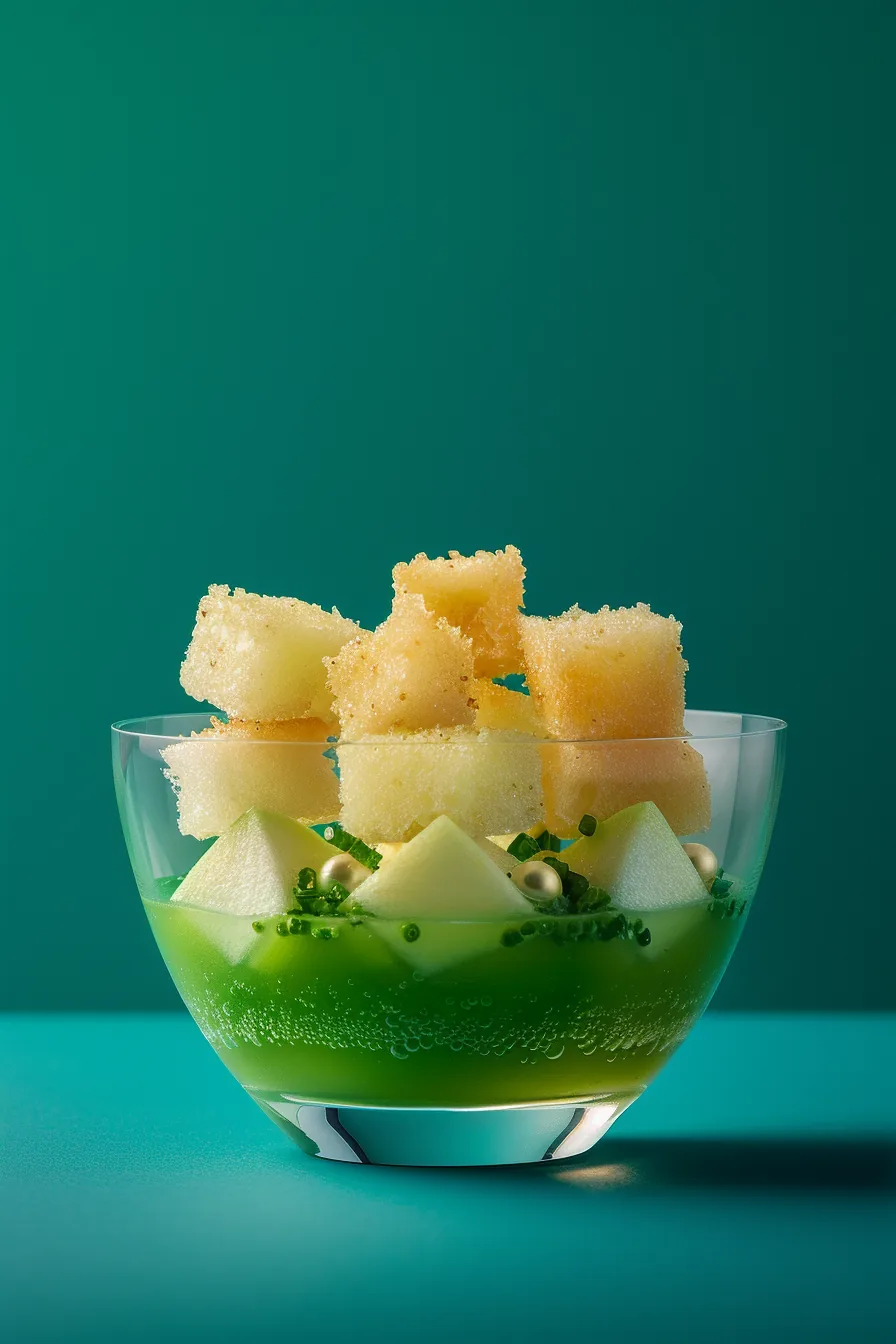 Gaspacho de Pomme, Tuile de Pont-l'Évêque et Perles de Cidre