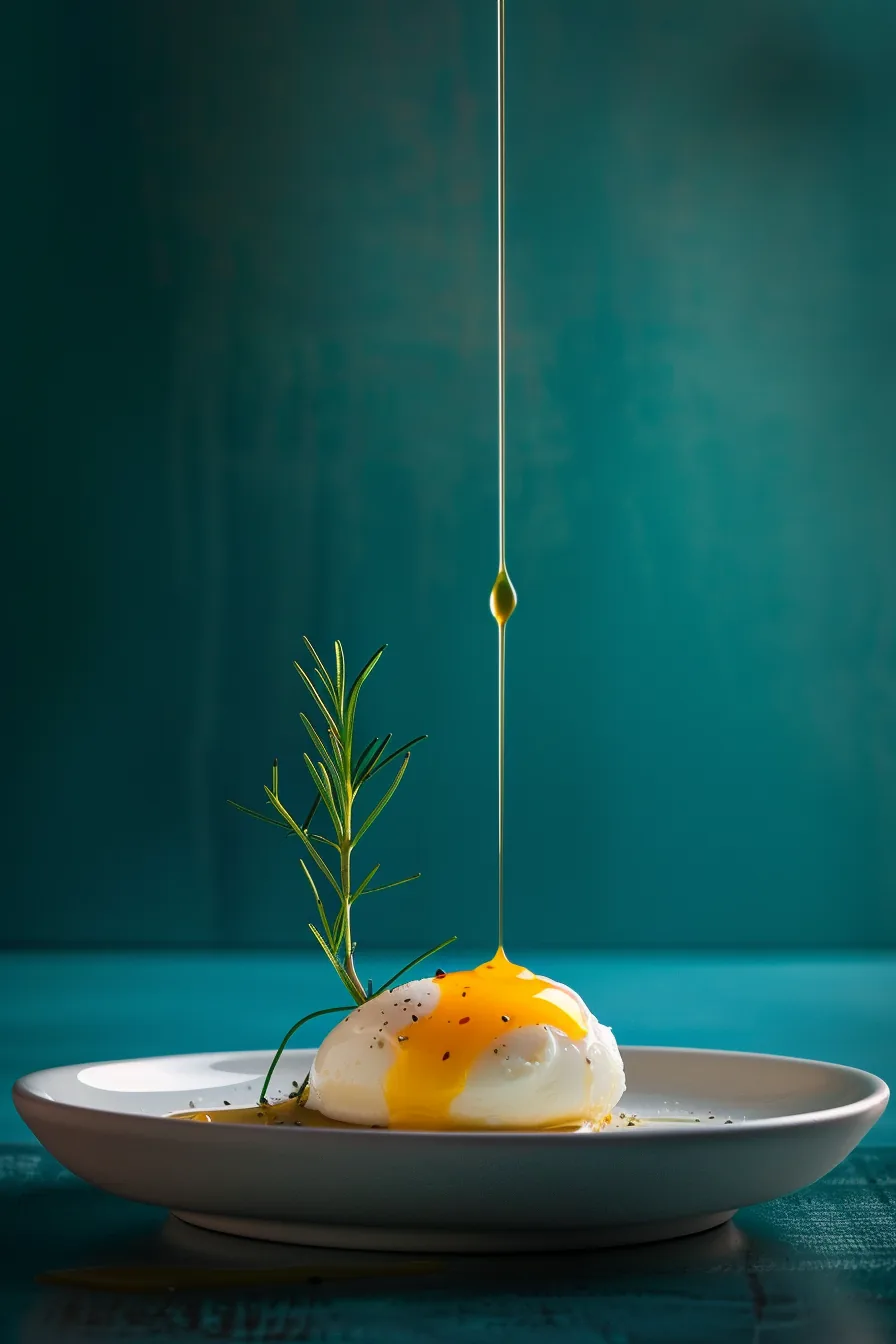Œuf Poché sur Crème de Neufchâtel au Citron, Ail, et Huile Pimentée à l’Ail