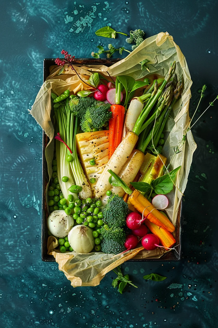 Papillote de Légumes Printaniers et Pont-l'Évêque
