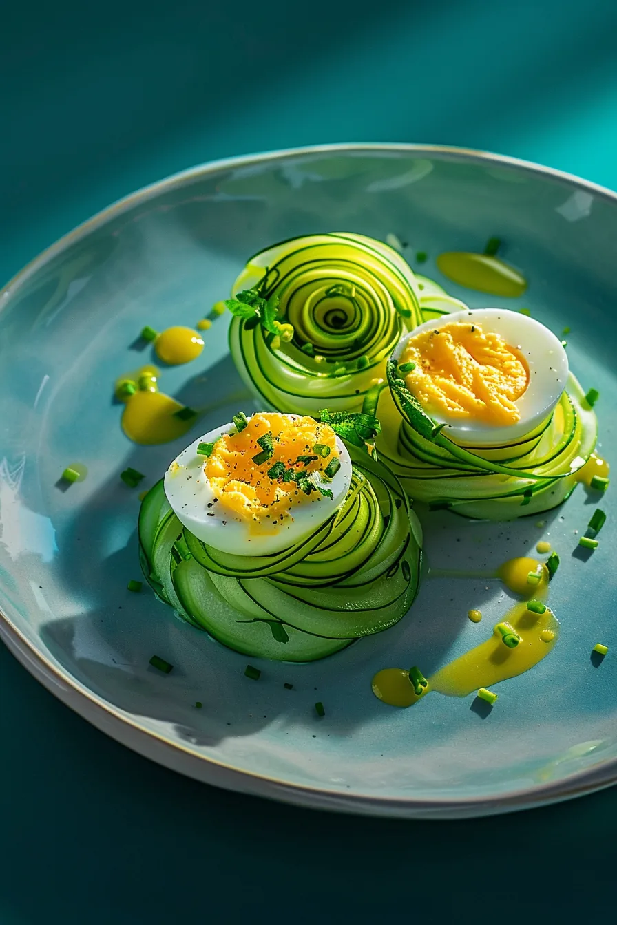 Salade de Courgette Violon, Mimosa d'Œuf et Crème de Neufchâtel