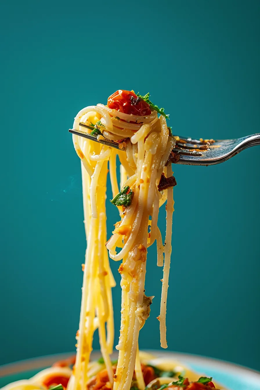 Spaghettis aux Tomates Confites et Camembert au Four