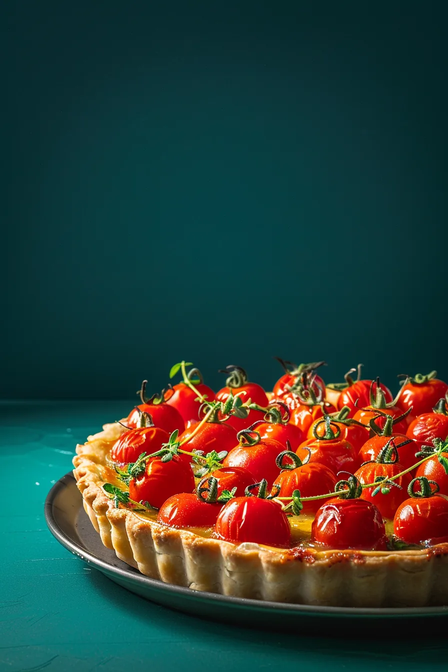 Tarte Normande à la Tomate, Ail Confit au Cidre, Huile d’Olive et Beurre, et Neufchâtel
